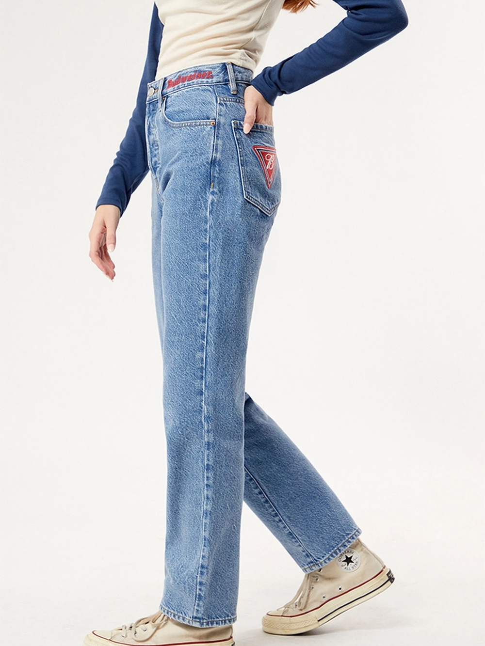 Budweiser By PacSun Medium Indigo Dad Jeans High Rise Straight Leg Size 26